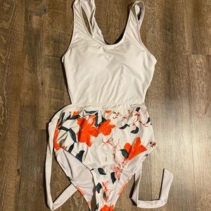 One piece floral bathing suit